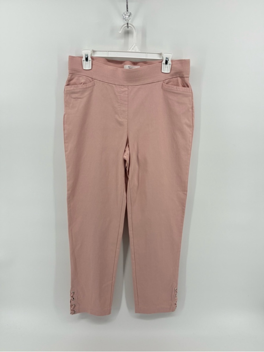 89th & Madison Pink Casual Pants Criss Cross Ankle Details Lightweight Stretch